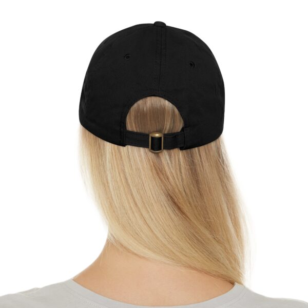 Back of 1st Team Actors Studio Dad Hat with Leather Patch in Black on Female Model