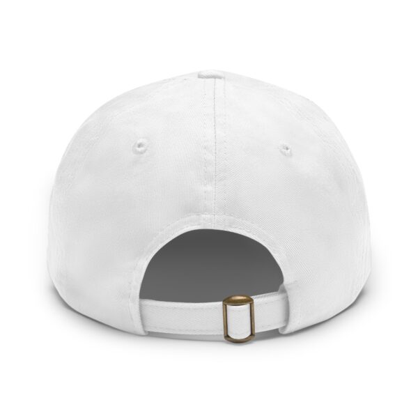 Back of 1st Team Actors Studio Dad Hat with Leather Patch in White